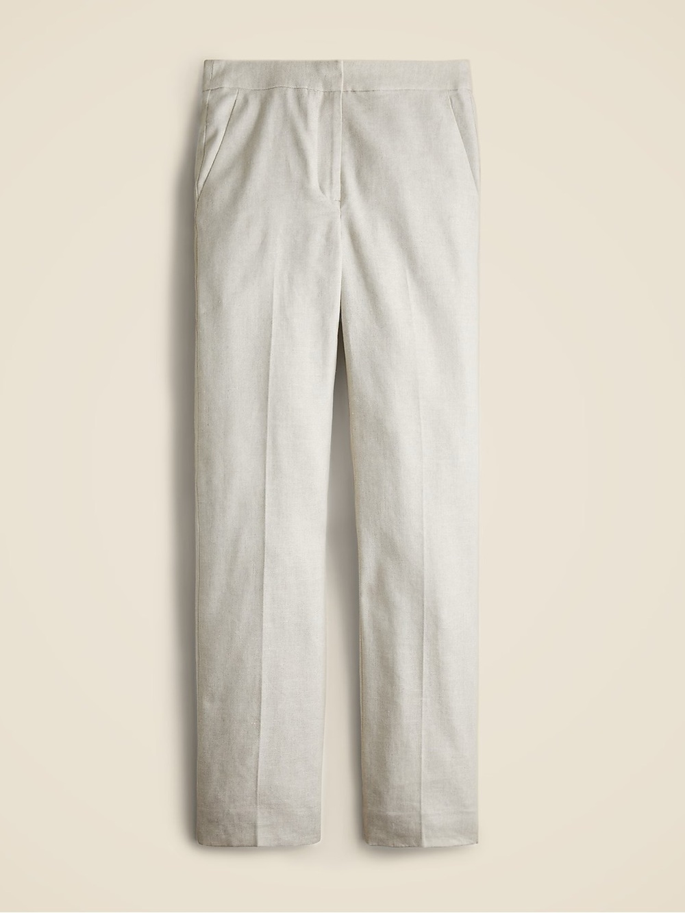 J Crew Kate straight-leg pant in stretch linen blend in natural beige size 6